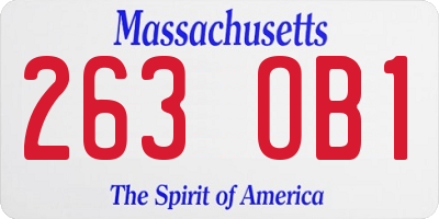 MA license plate 263OB1