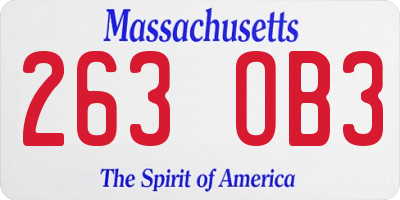 MA license plate 263OB3