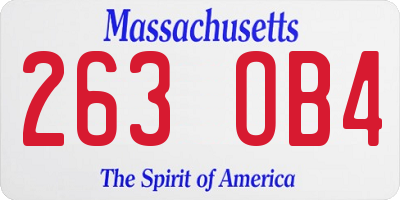 MA license plate 263OB4