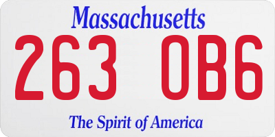 MA license plate 263OB6
