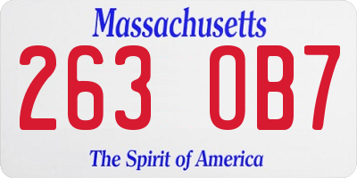 MA license plate 263OB7