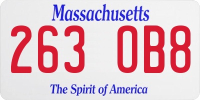 MA license plate 263OB8