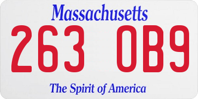 MA license plate 263OB9