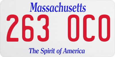 MA license plate 263OC0