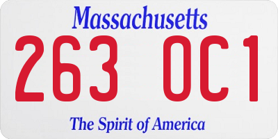 MA license plate 263OC1