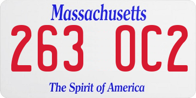 MA license plate 263OC2