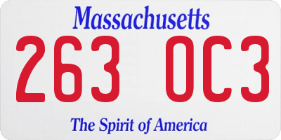 MA license plate 263OC3