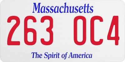 MA license plate 263OC4