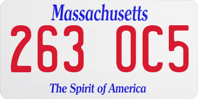 MA license plate 263OC5
