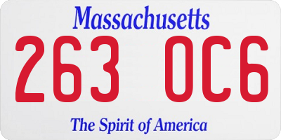 MA license plate 263OC6