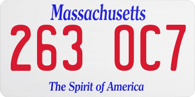 MA license plate 263OC7