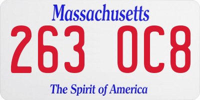 MA license plate 263OC8