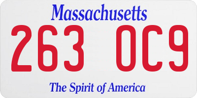 MA license plate 263OC9