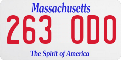 MA license plate 263OD0