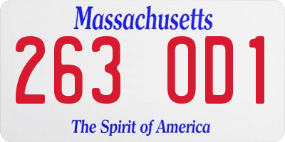 MA license plate 263OD1