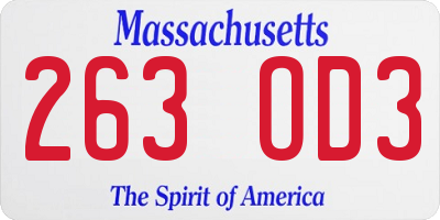 MA license plate 263OD3