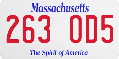 MA license plate 263OD5