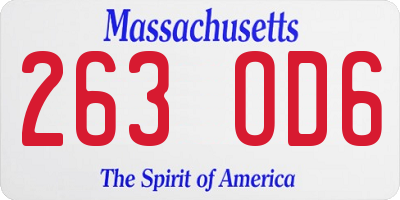 MA license plate 263OD6