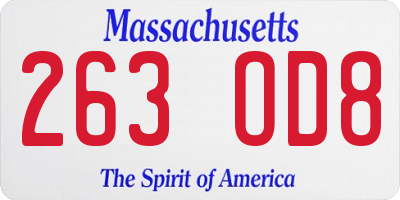 MA license plate 263OD8