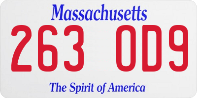 MA license plate 263OD9