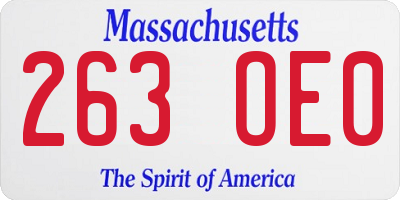 MA license plate 263OE0