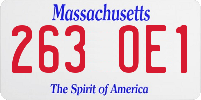 MA license plate 263OE1