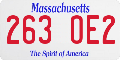 MA license plate 263OE2