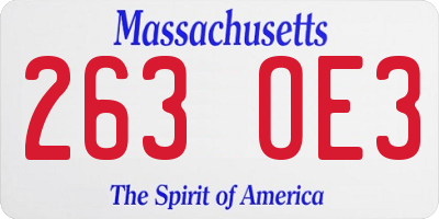 MA license plate 263OE3