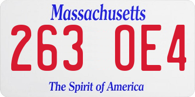 MA license plate 263OE4