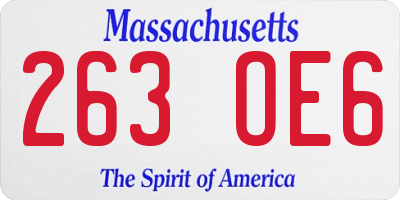 MA license plate 263OE6