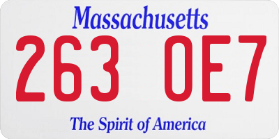 MA license plate 263OE7