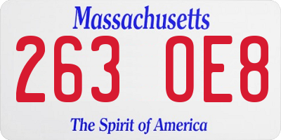 MA license plate 263OE8