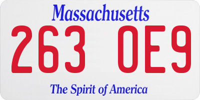 MA license plate 263OE9