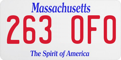 MA license plate 263OF0