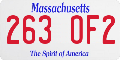MA license plate 263OF2