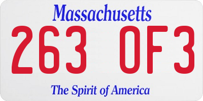 MA license plate 263OF3