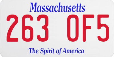 MA license plate 263OF5