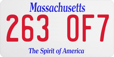 MA license plate 263OF7