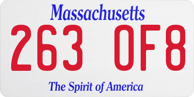 MA license plate 263OF8