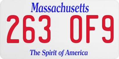 MA license plate 263OF9