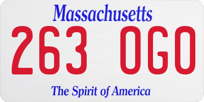 MA license plate 263OG0