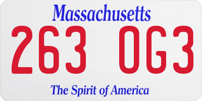 MA license plate 263OG3