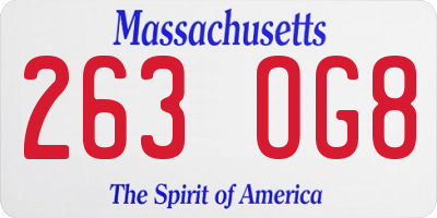 MA license plate 263OG8