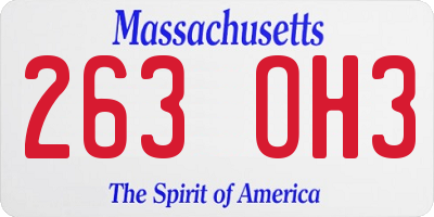 MA license plate 263OH3
