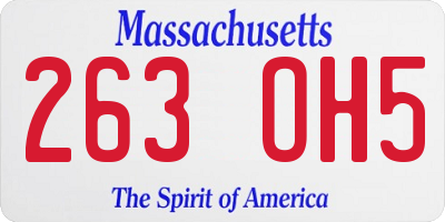 MA license plate 263OH5