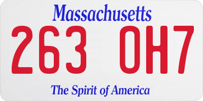MA license plate 263OH7