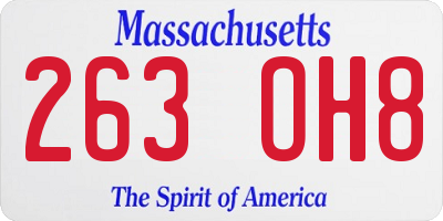 MA license plate 263OH8