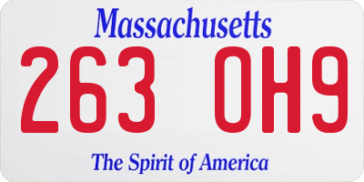 MA license plate 263OH9