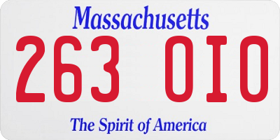 MA license plate 263OI0