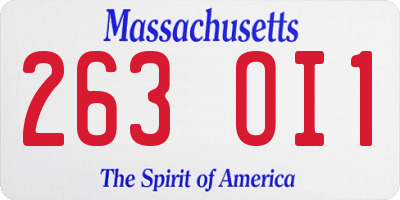 MA license plate 263OI1